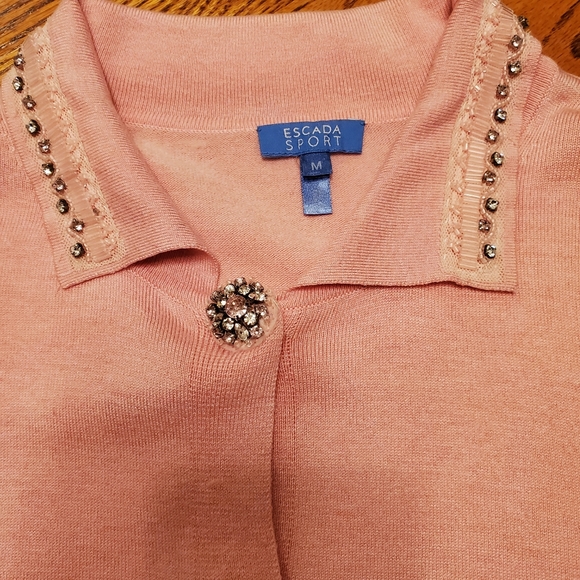 Escada,Sport fancy buttons and sequins, Ladies M sweater luscious color … - Picture 4 of 5